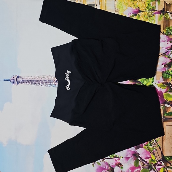 Boom Booty Black Textured Leggings Low Waisted Medium New - Picture 7 of 7